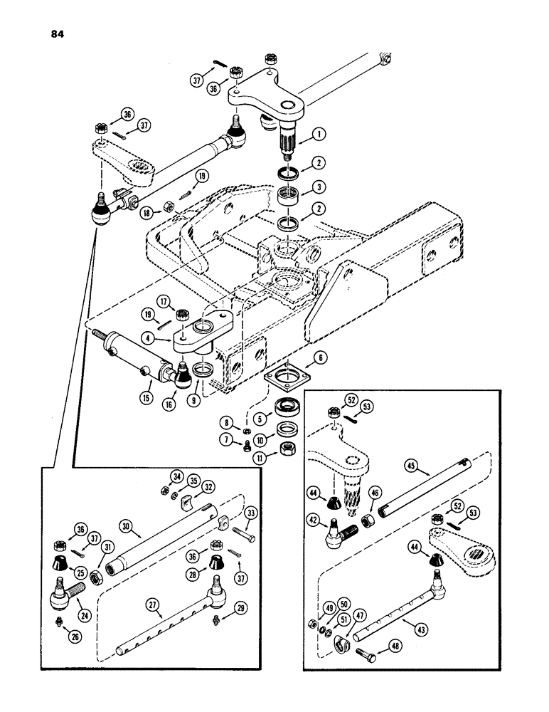 Схема запчастей Case IH 1170 - (084) - CENTER STEERING ARMS AND CYLINDER (05) - STEERING