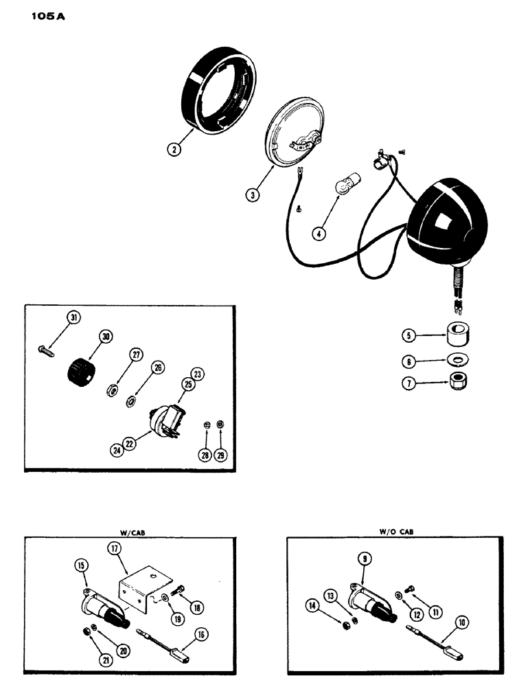 Схема запчастей Case IH 970 - (105A) - TAIL & WARNING LAMP (04) - ELECTRICAL SYSTEMS