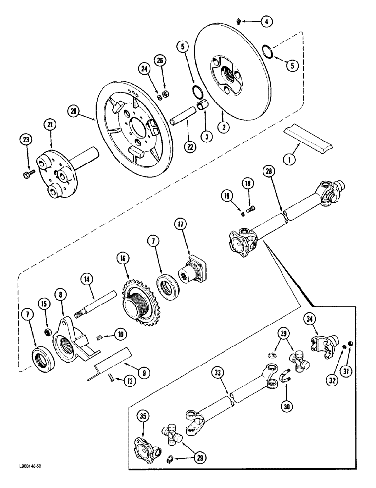 Схема запчастей Case IH 1670 - (9A-08) - SEPARATOR JACKSHAFT DRIVE (13) - FEEDER