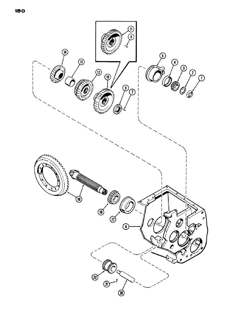 Схема запчастей Case IH 970 - (180) - COUNTER AND REVERSE IDLER SHAFTS, MECHANICAL SHIFT (06) - POWER TRAIN