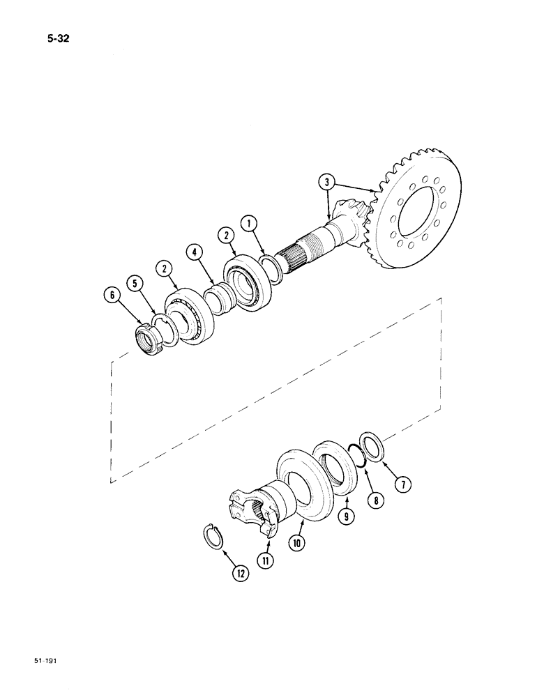 Схема запчастей Case IH 1896 - (5-32) - CARRARO FOUR WHEEL DRIVE FRONT AXLE, P.I.N. 17895962 AND AFTER, BEVEL GEAR PINION SET (05) - STEERING