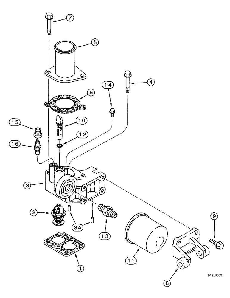 Схема запчастей Case IH 2166 - (2-39A) - THERMOSTAT HOUSING & WATER FILTER, 6TA-830 EMISSIONS CERT. ENGINE, COMBINE P.I.N. JJC0180000 & AFTER (01) - ENGINE