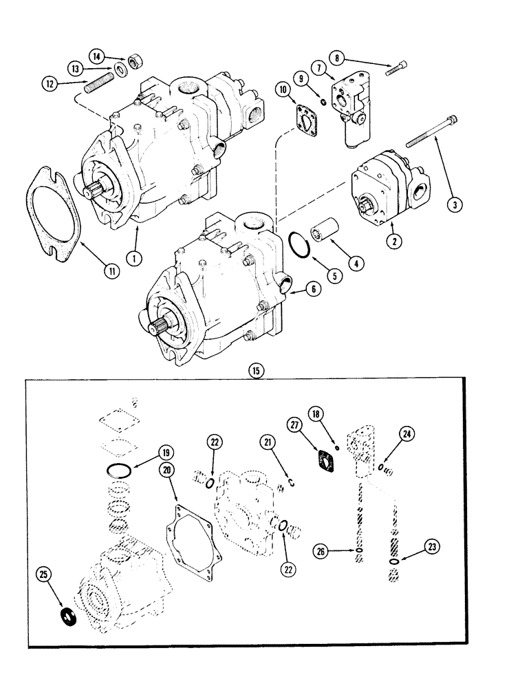 Схема запчастей Case IH 2594 - (8-012) - GEAR AND PISTON PUMP (08) - HYDRAULICS