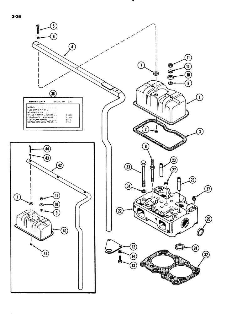 Схема запчастей Case IH 2294 - (2-026) - CYLINDER HEAD AND COVER, 504BDT DIESEL ENGINE (02) - ENGINE