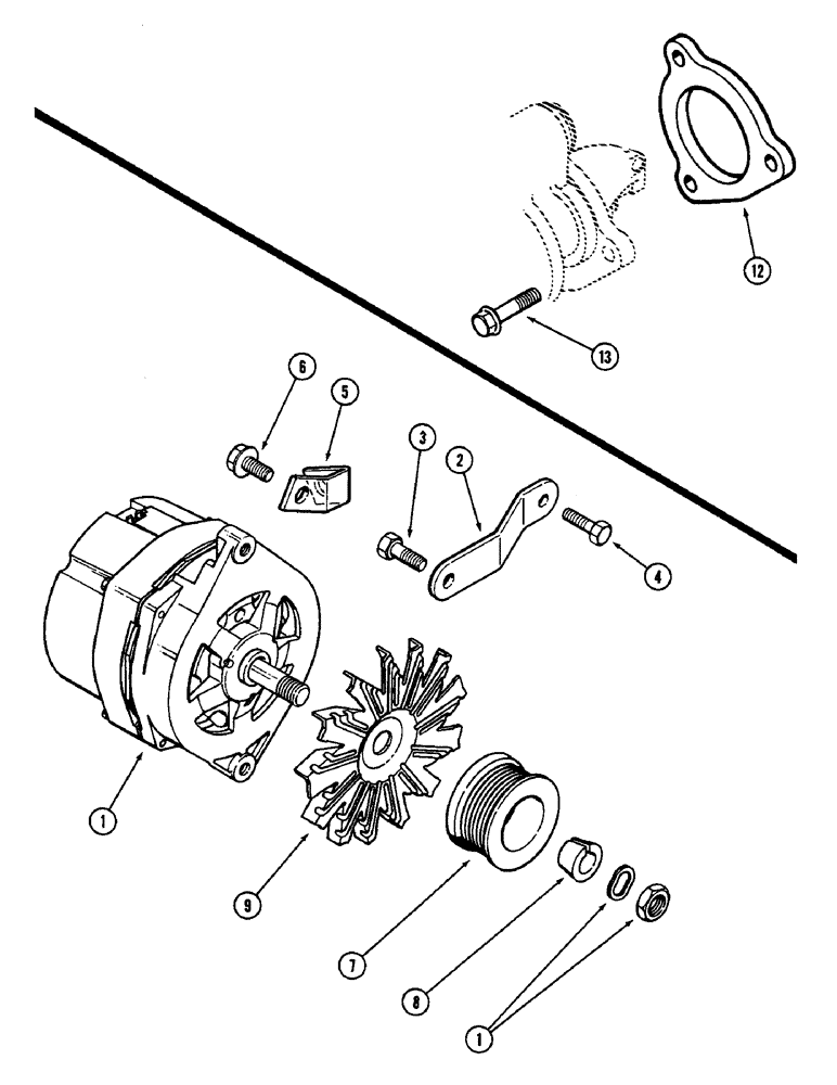 Схема запчастей Case IH 9110 - (04-54) - ALTERNATOR MOUNTING (04) - Drive Train