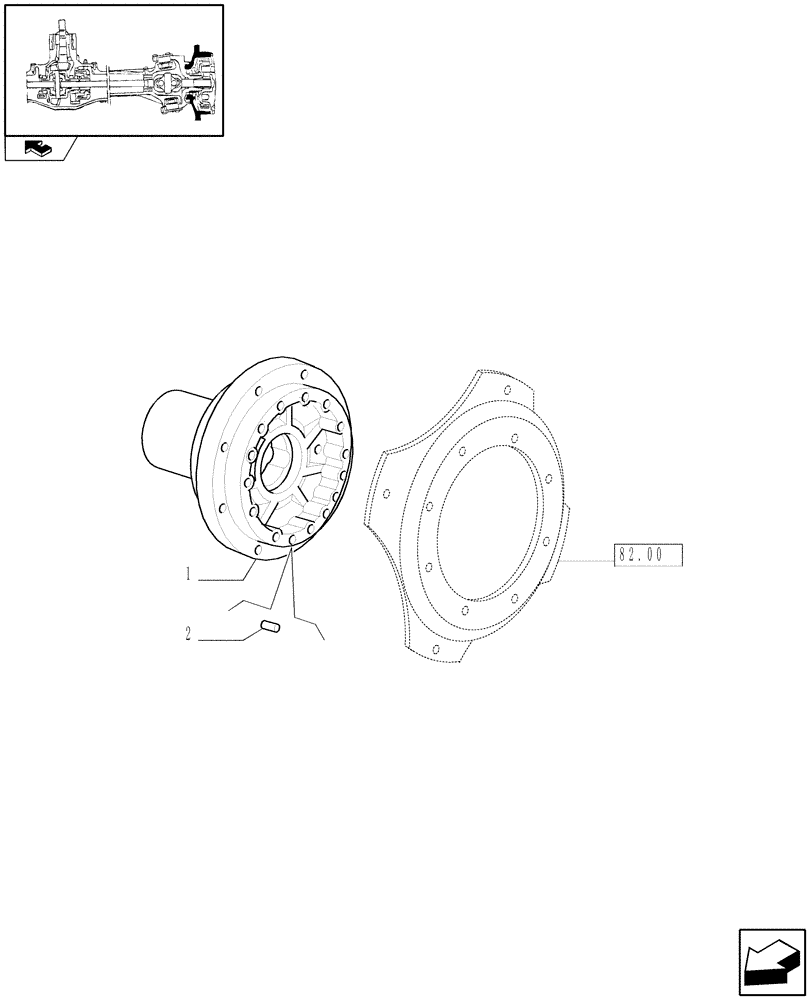 Схема запчастей Case IH FARMALL 60 - (1.40.0/03) - 4WD FRONT AXLE - HUB (04) - FRONT AXLE & STEERING