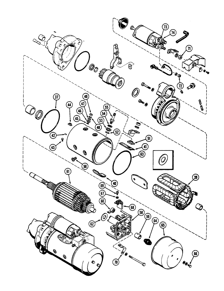 Схема запчастей Case IH 2390 - (4-121G) - A162469 STARTER ASSEMBLY, P.I.N. 9910733 AND AFTER (04) - ELECTRICAL SYSTEMS