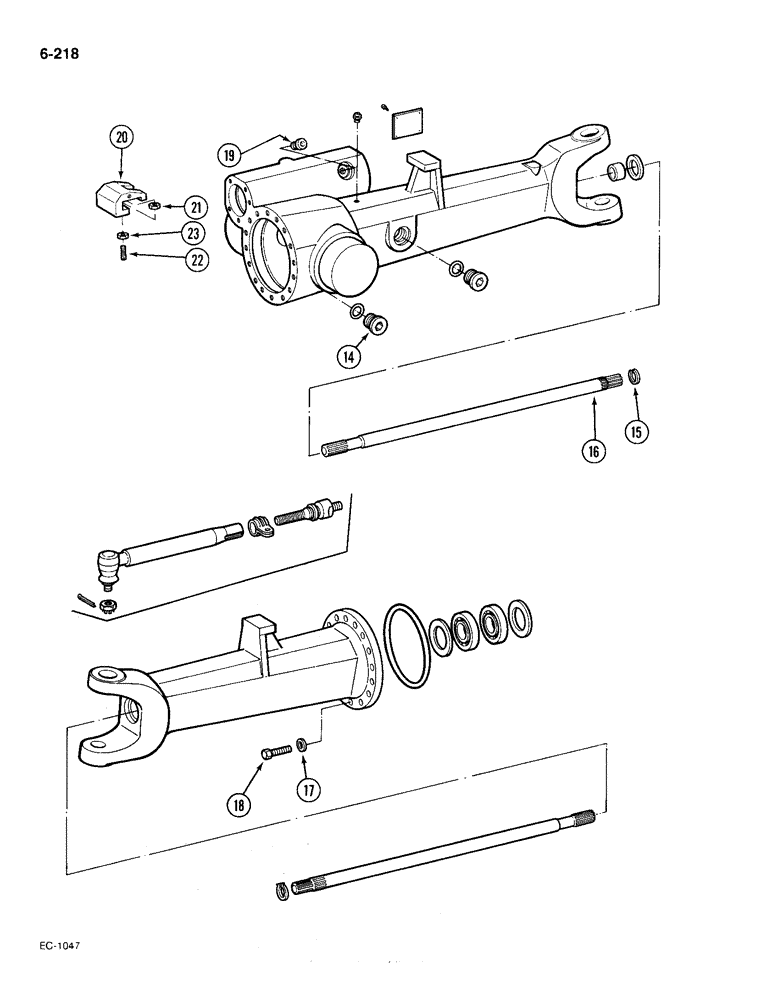 Схема запчастей Case IH 385 - (6-218) - AXLE HOUSING, 4 WHEEL DRIVE, MFD AXLES APL-330 AND APL-325, TRACTORS P.I.N. 18001 AND AFTER (CONTD) (06) - POWER TRAIN