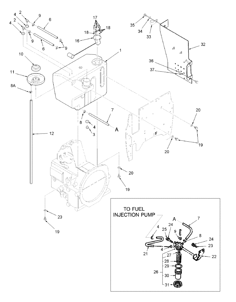 Схема запчастей Case IH FARMALL 31 - (02.02) - FUEL TANK & RELATED PARTS (02) - ENGINE EQUIPMENT