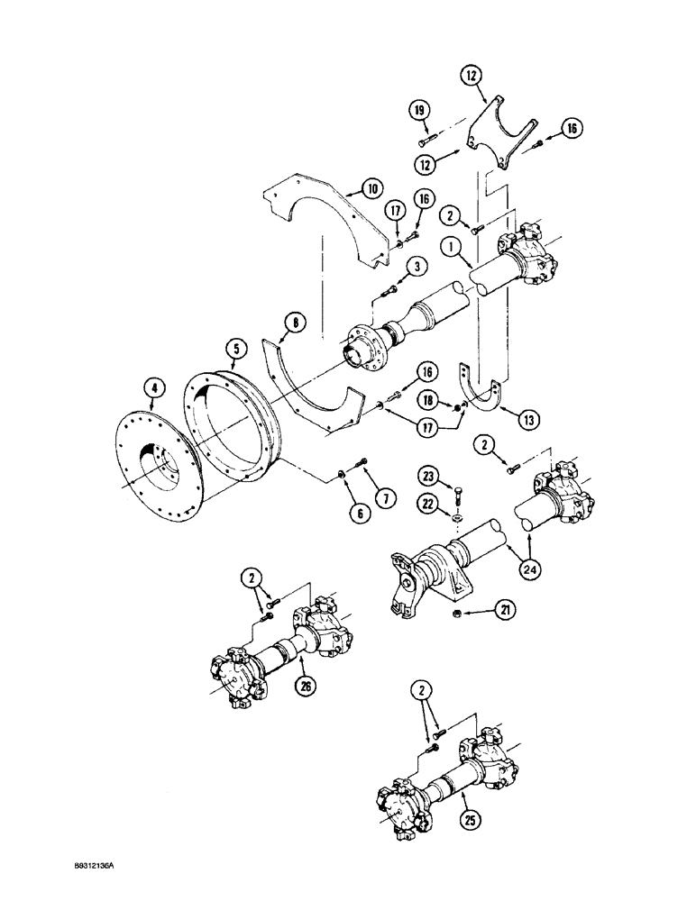 Схема запчастей Case IH 9280 - (6-084) - DRIVE SHAFTS & MOUNTING POWER SHIFT TRACTOR (06) - POWER TRAIN