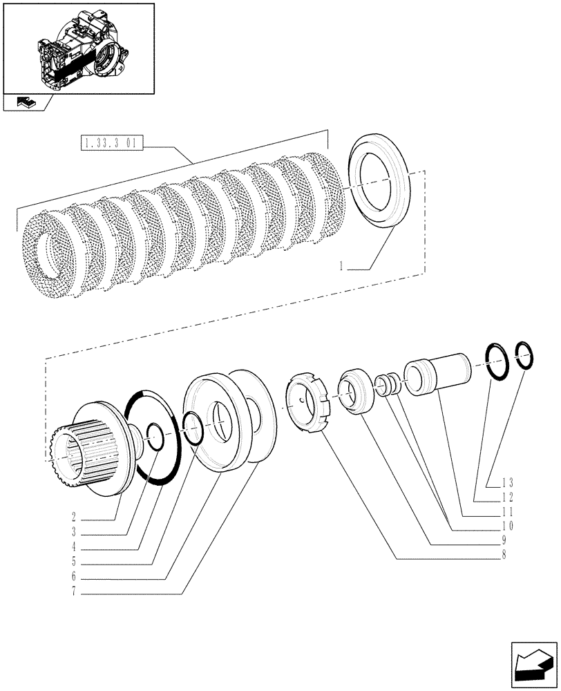 Схема запчастей Case IH PUMA 210 - (1.33.3[02]) - 4WD ENGAGEMENT CLUTCH CONTROL - SPLINED HUB (04) - FRONT AXLE & STEERING