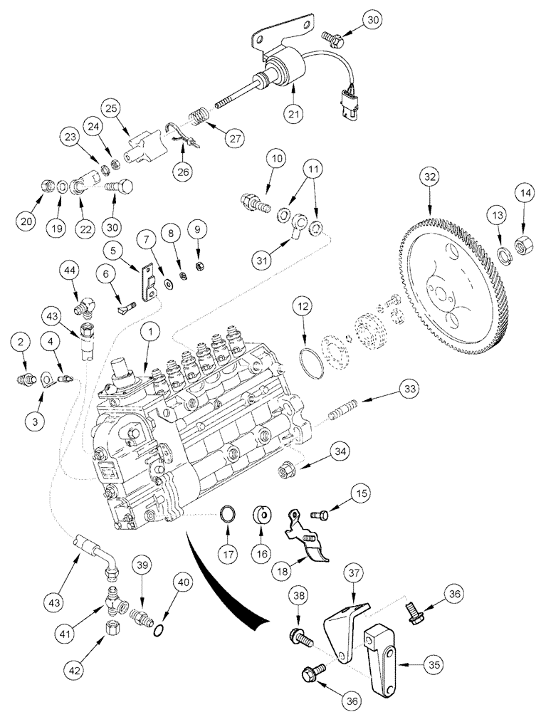 Схема запчастей Case IH 3150 - (03-027) - FUEL INJECTION PUMP & DRIVE (01) - ENGINE