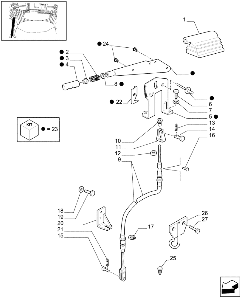 Схема запчастей Case IH MAXXUM 130 - (1.95.1[01]) - HANDBRAKE CONTROL (STD + VAR.330658-331658-331659-333679) - C7435 (10) - OPERATORS PLATFORM/CAB