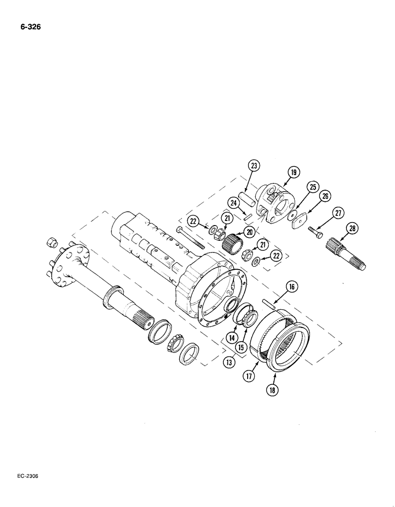 Схема запчастей Case IH 585 - (6-326) - REAR AXLE, CARRIER AND CONNECTIONS, CONTD (06) - POWER TRAIN