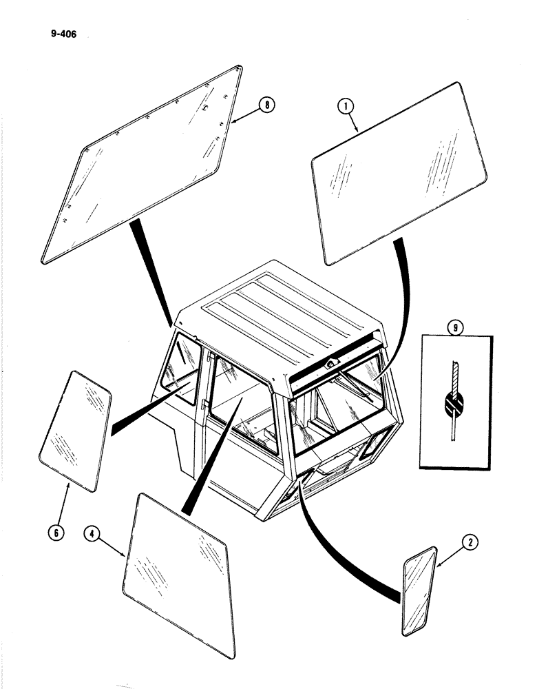 Схема запчастей Case IH 4894 - (9-406) - CAB GLASS (09) - CHASSIS/ATTACHMENTS