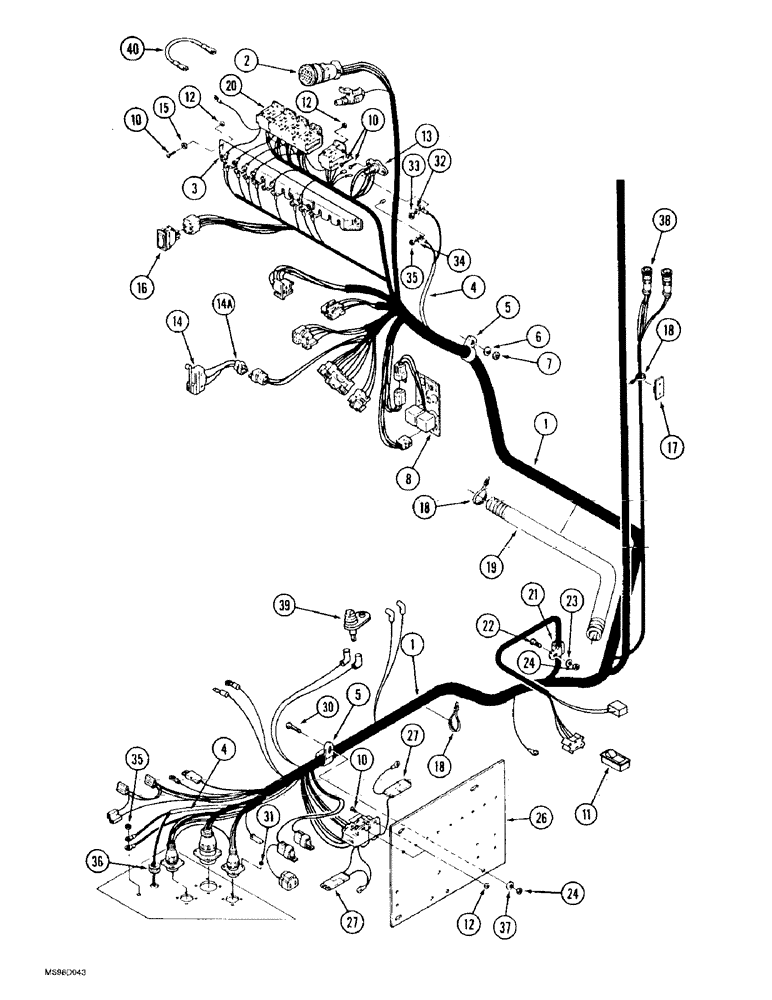 Схема запчастей Case IH 9350 - (4-06) - LOWER ROPS HARNESS, SYNCHROSHIFT TRACTOR (04) - ELECTRICAL SYSTEMS