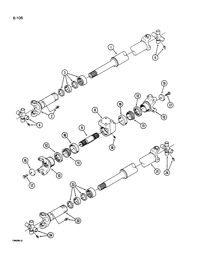 Схема запчастей Case IH 9270 - (6-106) - PTO DRIVE SHAFT ASSEMBLY (06) - POWER TRAIN