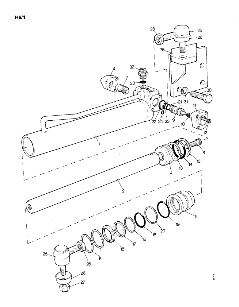 Схема запчастей Case IH 1190 - (H-06) - STEERING CYLINDER, TRACTORS WITH POWER STEERING (13) - STEERING SYSTEM