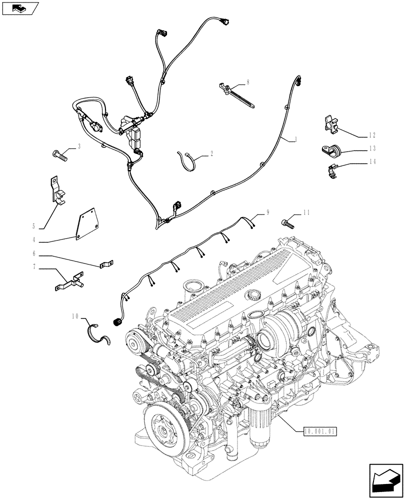 Схема запчастей Case IH F3BFA613A E002 - (55.100.05) - MOTOR ELECTRIC INSTALLATION (55) - ELECTRICAL SYSTEMS