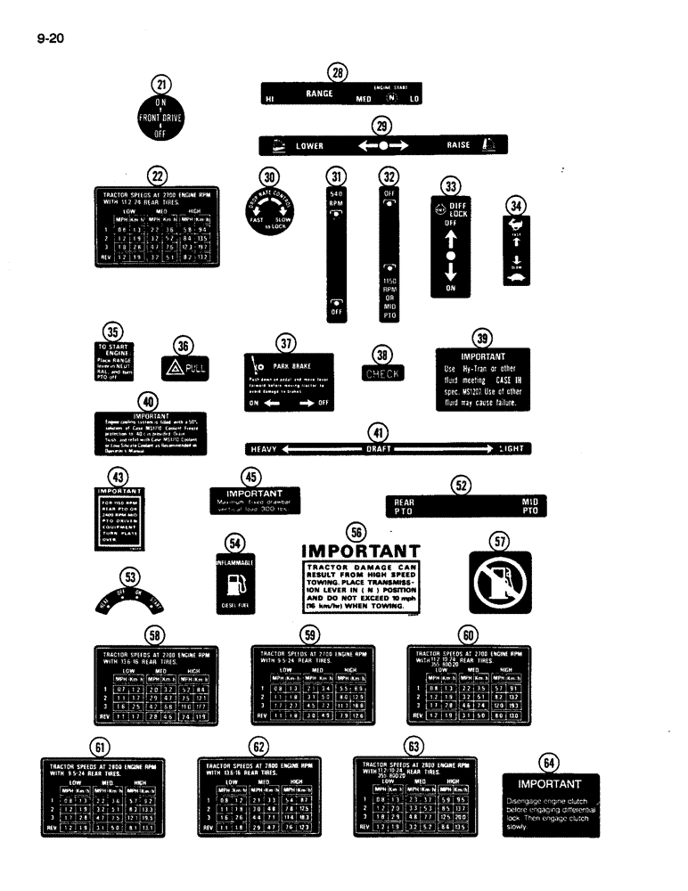 Схема запчастей Case IH 245 - (9-20) - DECALS, INSTRUCTIONS (09) - CHASSIS/ATTACHMENTS