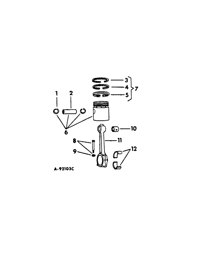 Схема запчастей Case IH 154 - (12-03) - POWER, C-60 ENGINE, CONNECTING ROD AND PISTONS Power