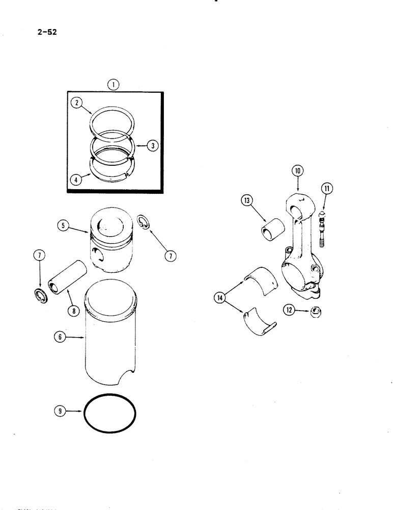 Схема запчастей Case IH 485 - (2-052) - CONNECTING ROD, PISTONS AND SLEEVE (02) - ENGINE