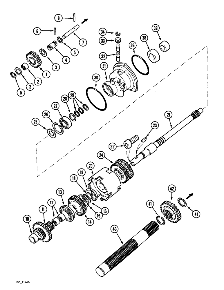 Схема запчастей Case IH 4240 - (6-024) - SPEED TRANSMISSION, FORWARD AND REVERSE ATTACHMENT (06) - POWER TRAIN