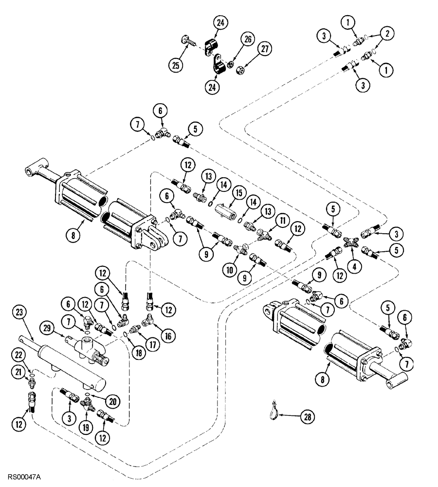 Схема запчастей Case IH 5850 - (08-14) - WING LIFT HYDRAULIC CIRCUIT, VERTICAL FOLD, 29 FOOT THROUGH 41 FOOT WIDE (08) - HYDRAULICS