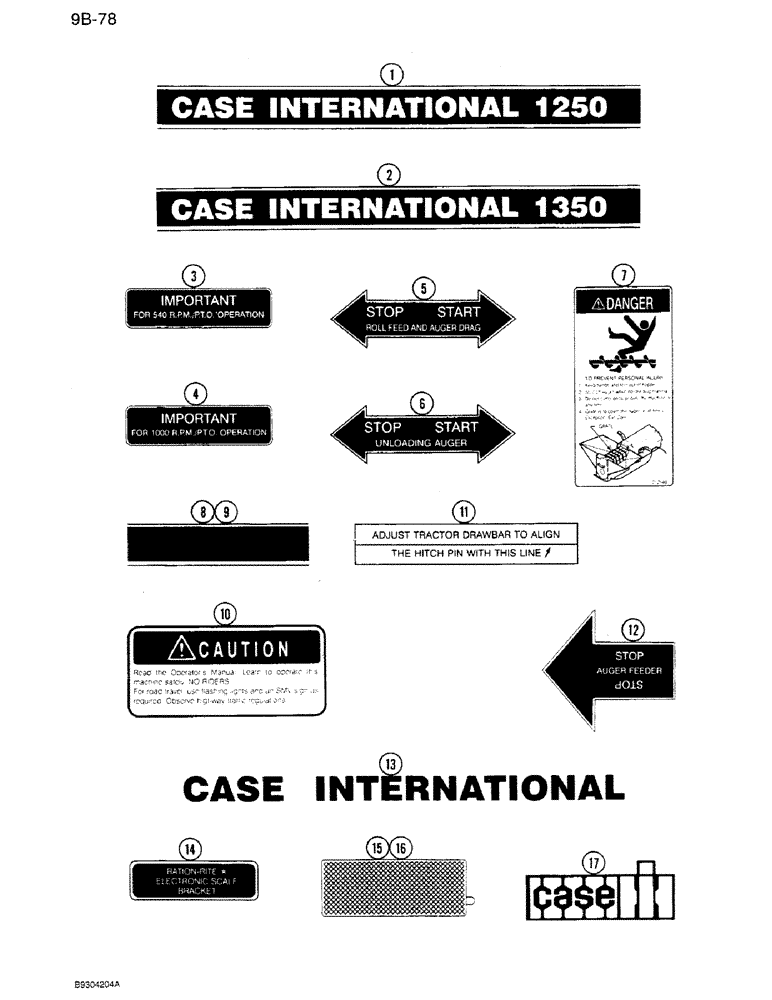 Схема запчастей Case IH 1350 - (9B-78) - DECALS (09) - CHASSIS ATTACHMENTS