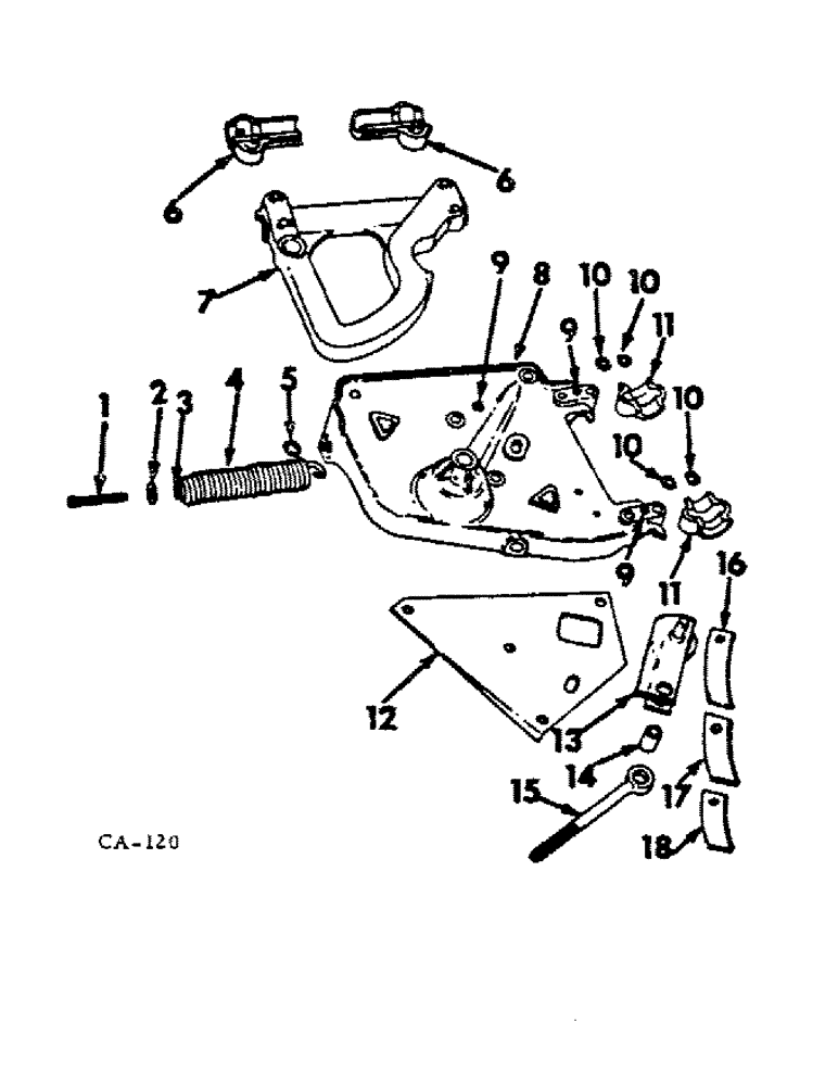 Схема запчастей Case IH 1200 - (L-04) - PIVOT FRAME, BREAKAWAY ARM AND LATCH SUPPORT PLATE 