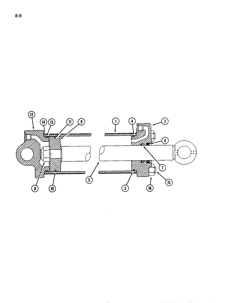 Схема запчастей Case IH 183 - (8-6) - HYDRAULIC CYLINDER, 3-1/2 INCH BORE X 16 INCH STROKE 