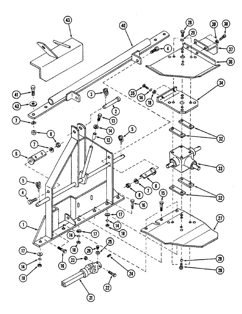 Схема запчастей Case IH 54FMS - (44) - HEADER MOUNTING FRAME, 54 FMS SNOW THROWER 