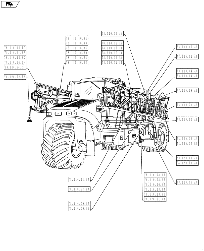 Схема запчастей Case IH 610 - (78.000.00) - SECTION INDEX - SPRAYING (78) - SPRAYING