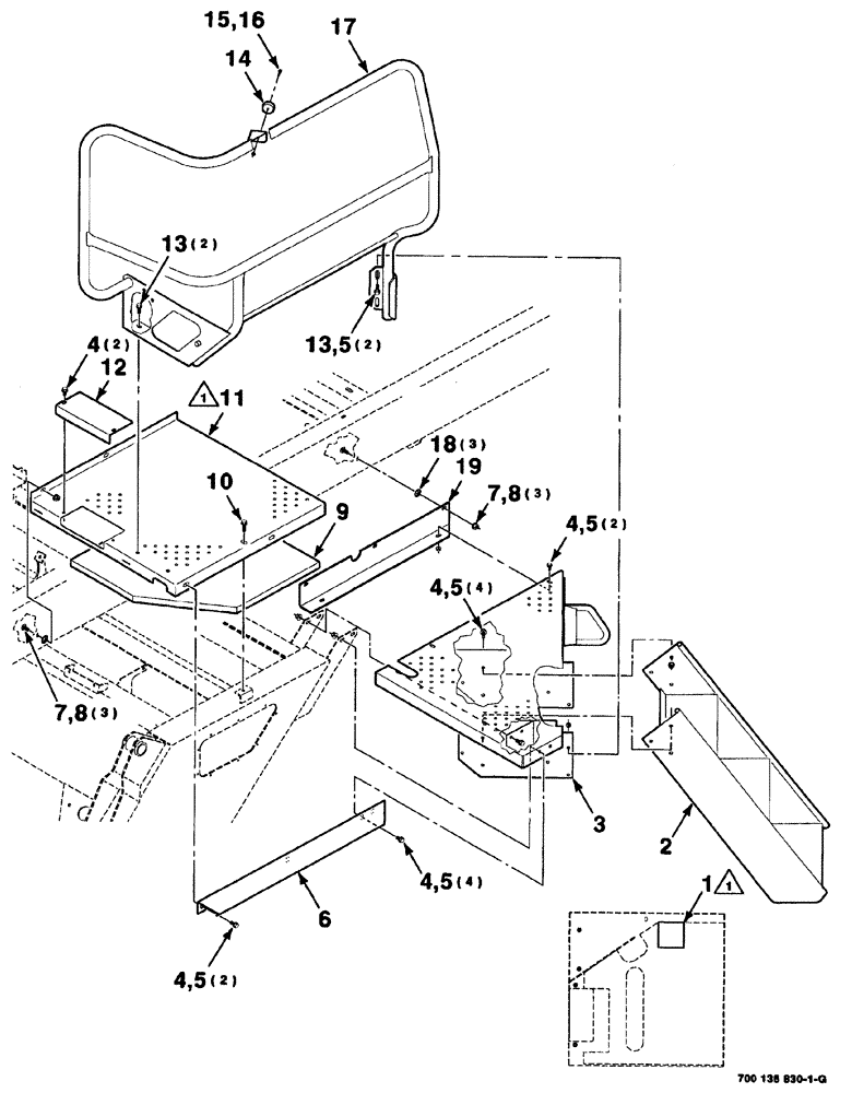 Схема запчастей Case IH 8880 - (07-010) - PLATFORM, HANDRAIL AND STEP ASSEMBLIES - LEFT (8880) (90) - PLATFORM, CAB, BODYWORK AND DECALS