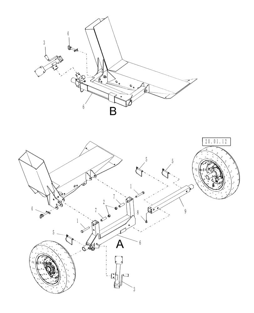 Схема запчастей Case IH DH252 - (20.01.11[1]) - TRANSPORT AXLE (04) - AXLE