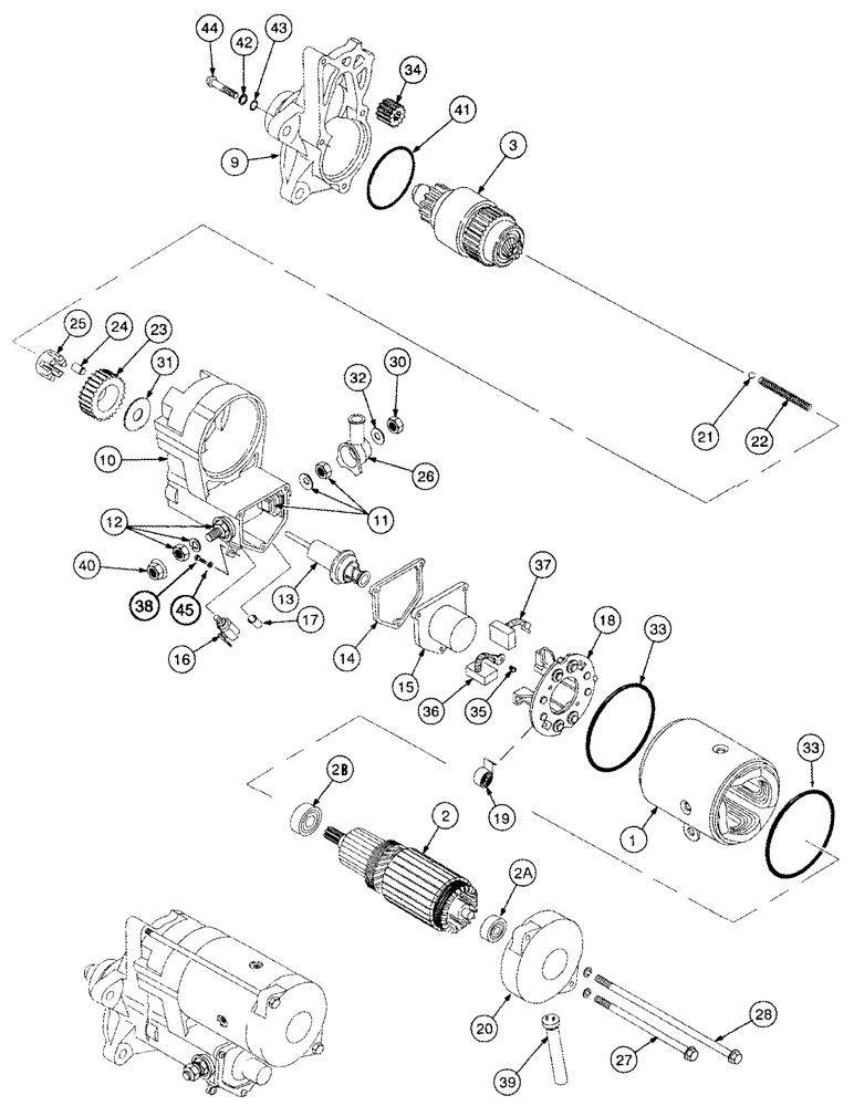 Схема запчастей Case IH 2555 - (04-26) - STARTER ASSY JJC0157150- (06) - ELECTRICAL SYSTEMS