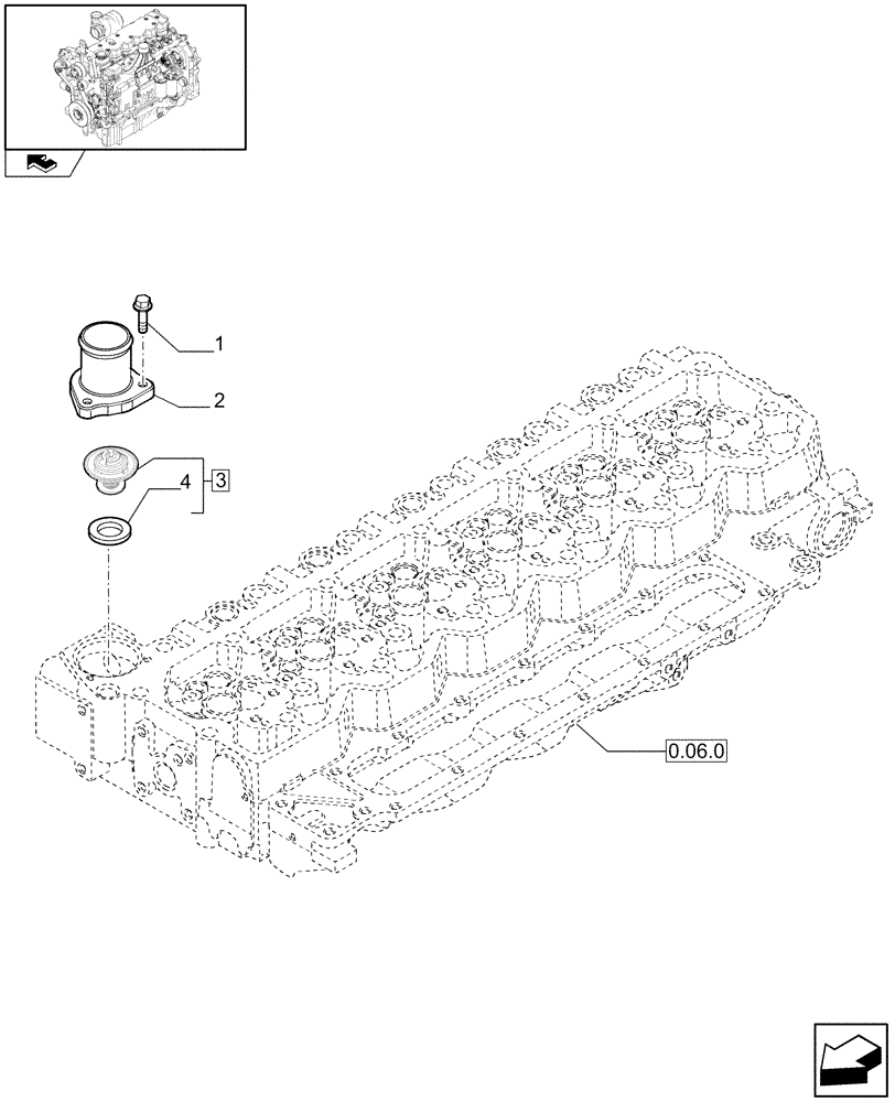 Схема запчастей Case IH PUMA 210 - (0.32.6) - THERMOSTAT - ENGINE COOLING SYSTEM (01) - ENGINE