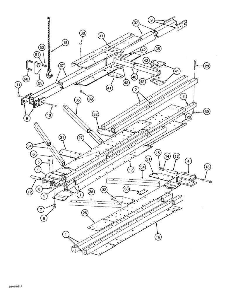 Схема запчастей Case IH 7100 - (9-096) - CENTER HITCH AND STABILIZER, FOUR DRILL, MACHINES BUILT 1985 AND AFTER (09) - CHASSIS/ATTACHMENTS