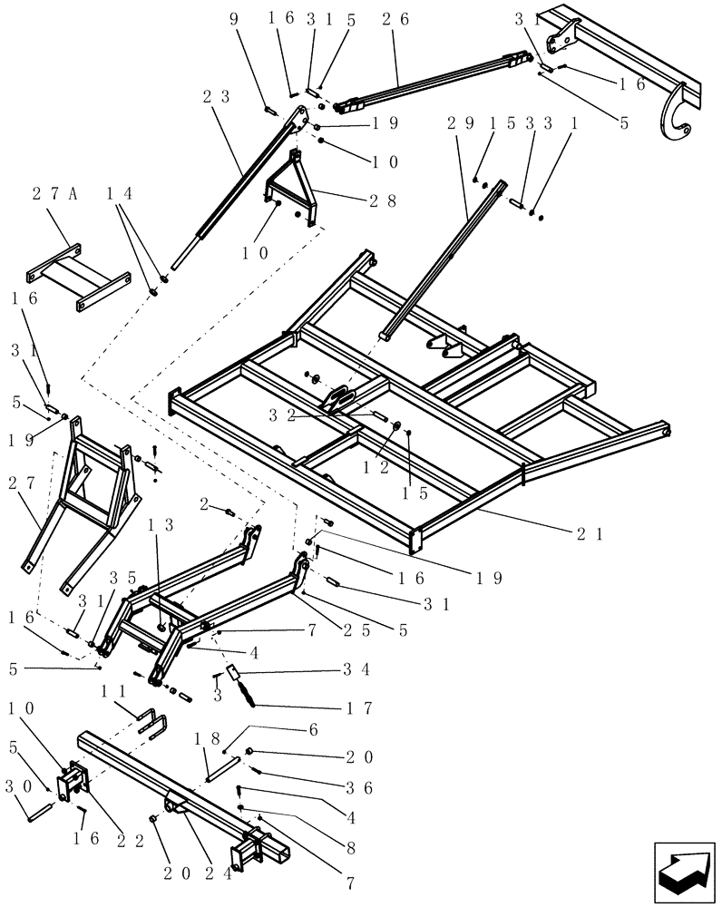 Схема запчастей Case IH 700 - (39.100.03) - FRAME, CENTER SECTION (39) - FRAMES AND BALLASTING