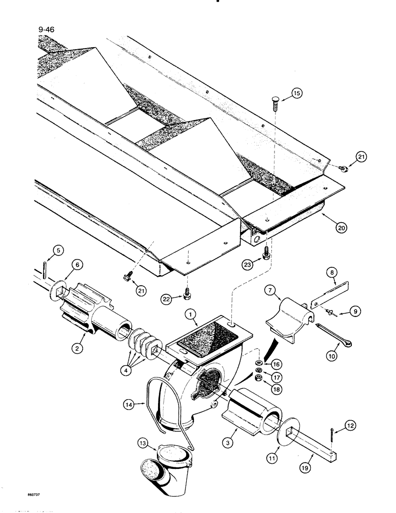 Схема запчастей Case IH 8500 - (9-046) - GRAIN FEED PARTS, UNITS WITH 10 INCH ROW SPACING, 45 FOOT WIDE DRILL (09) - CHASSIS/ATTACHMENTS