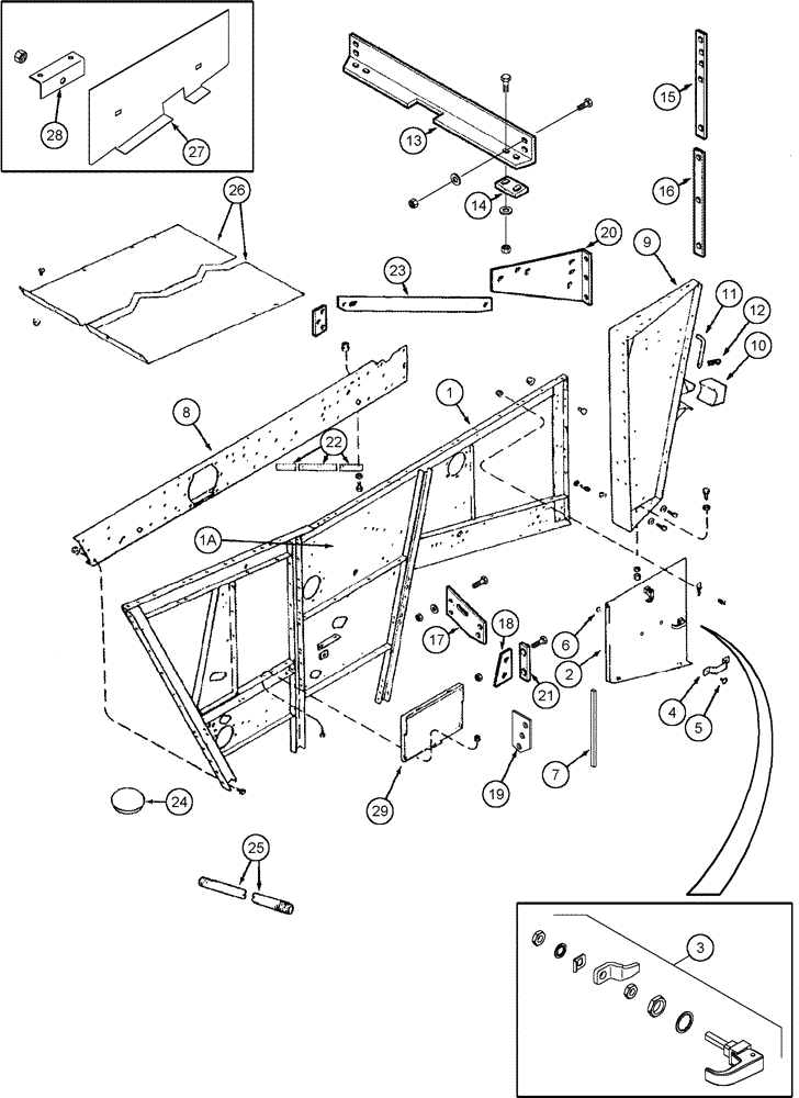 Схема запчастей Case IH 2377 - (09H-04) - SEPARATOR - DOORS - RIGHT HAND (12) - CHASSIS