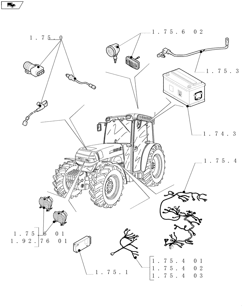 Схема запчастей Case IH FARMALL 85N - (SEC. 06) - ELECTRICAL SYSTEM (00) - GENERAL