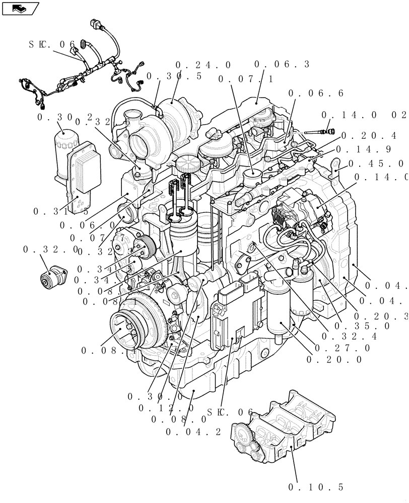Схема запчастей Case IH MAXXUM 140 - (SEC. 01[01]) - ENGINE (00) - GENERAL