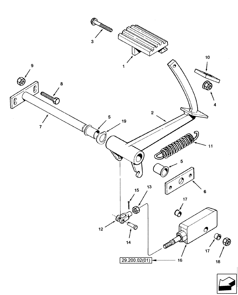 Схема запчастей Case IH 2577 - (21.182.01) - PEDAL - FOOT-N-INCH (21) - TRANSMISSION