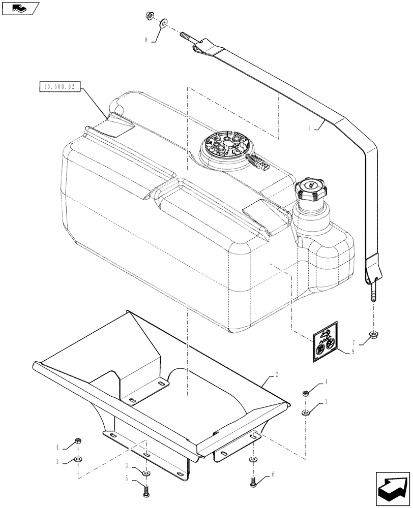 Схема запчастей Case IH TITAN 4530 - (10.500.01) - DEF TANK MOUNTING (10) - ENGINE