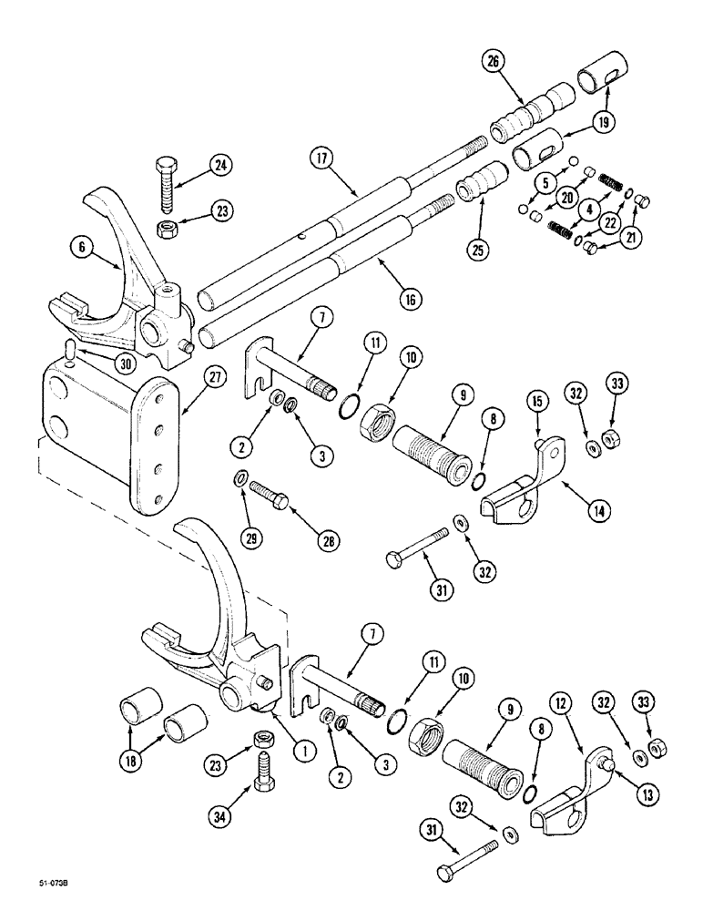 Схема запчастей Case IH 5150 - (6-064) - RANGE SHIFT LINKAGE, ( - JJF1029999) (06) - POWER TRAIN