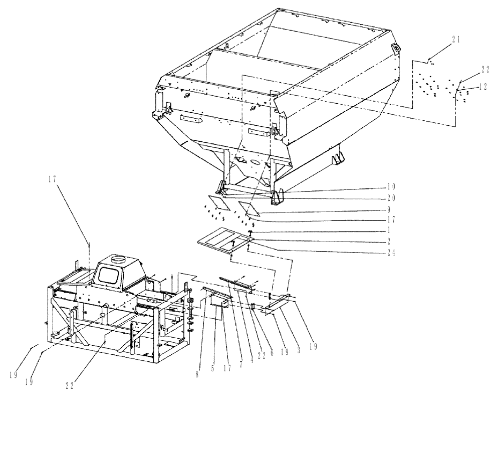 Схема запчастей Case IH 810 - (02-001) - SINGLE BIN GROUP Bin Group