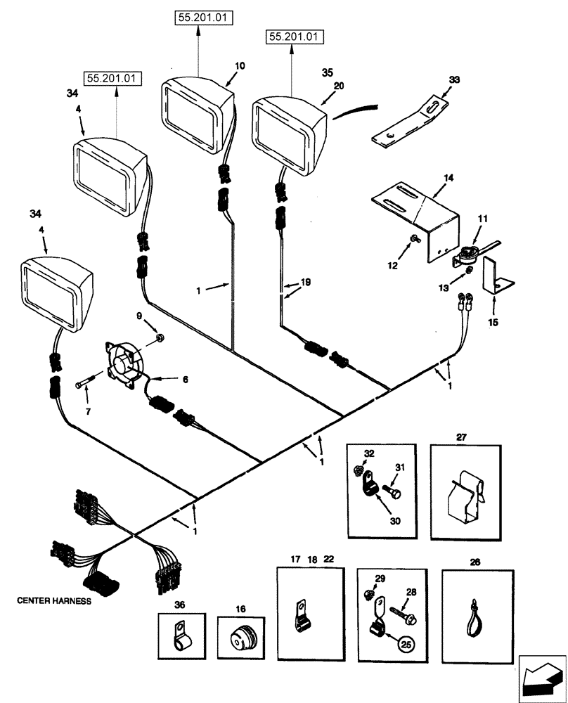 Схема запчастей Case IH 2588 - (55.404.26) - HARNESS - GRAIN TANK AND UNLOADER LAMP (55) - ELECTRICAL SYSTEMS