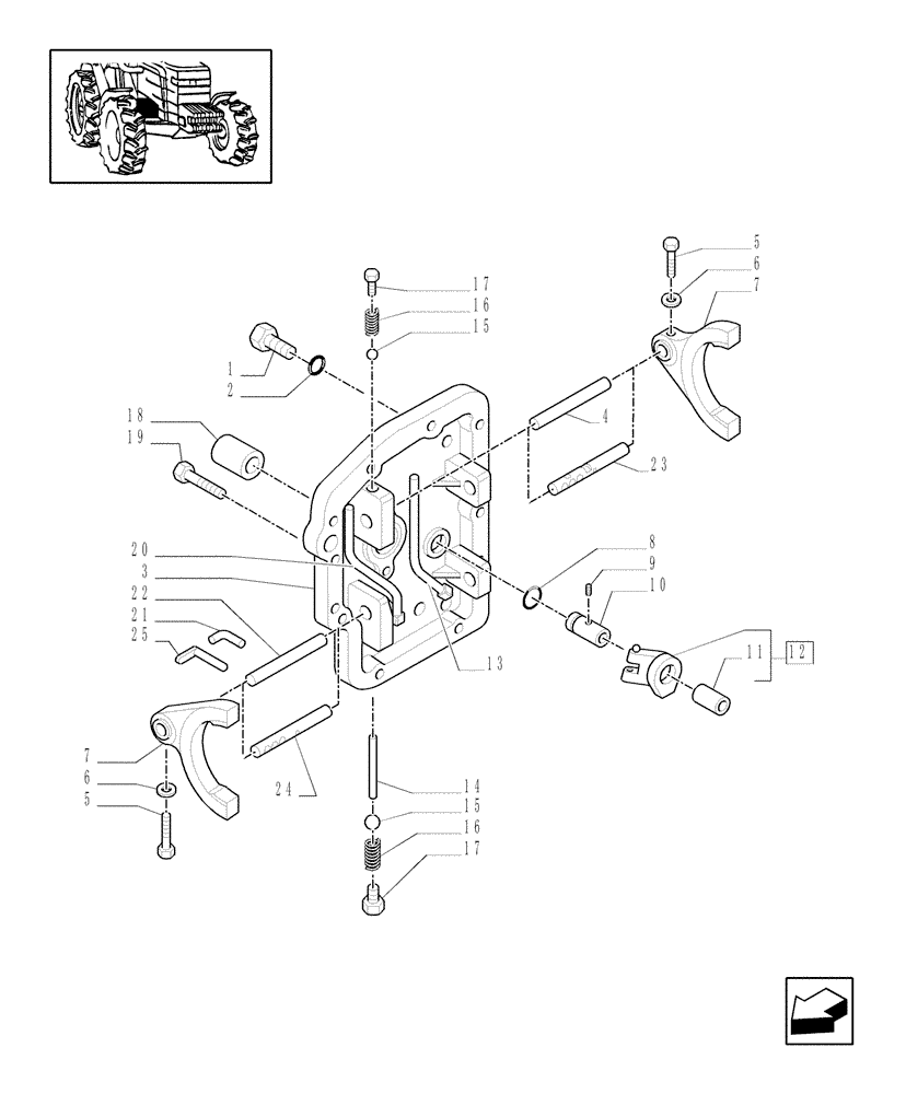 Схема запчастей Case IH MXU115 - (1.29.0[01]) - INTERNAL SHIFTING CONTROLS (03) - TRANSMISSION