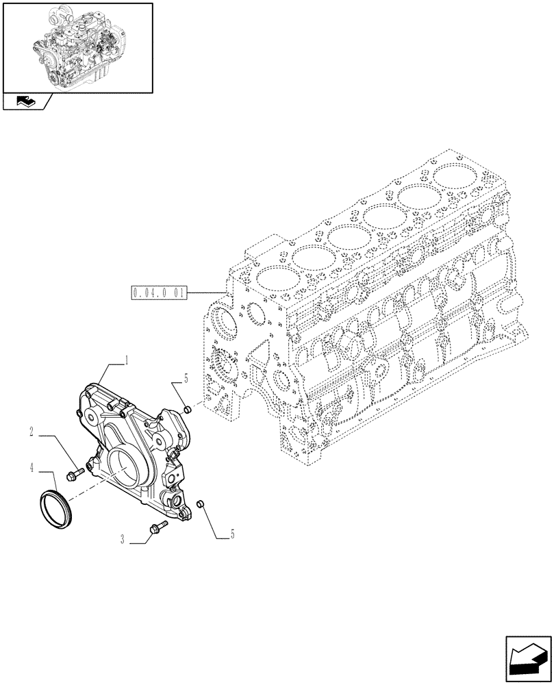 Схема запчастей Case IH F4GE9684B J604 - (0.04.3[02]) - CRANKCASE COVERS (4894734) 